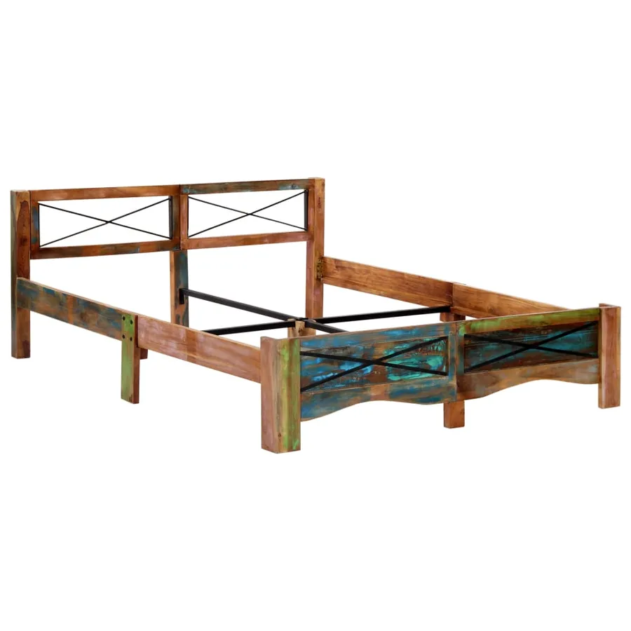 Cadre de lit bois de récupération massif 160x200 cm - 12