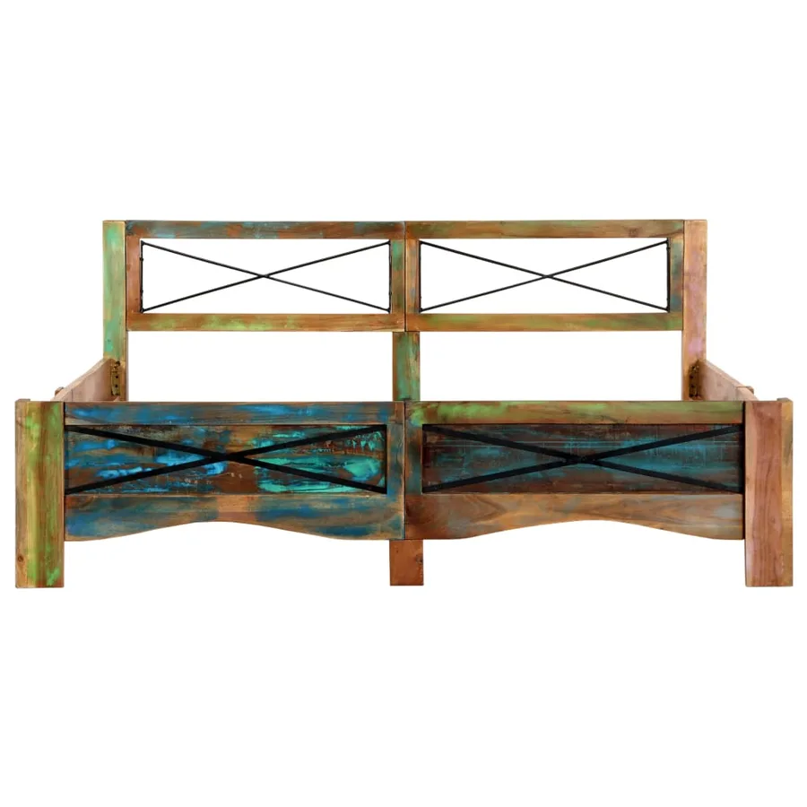 Cadre de lit bois de récupération massif 160x200 cm - 3