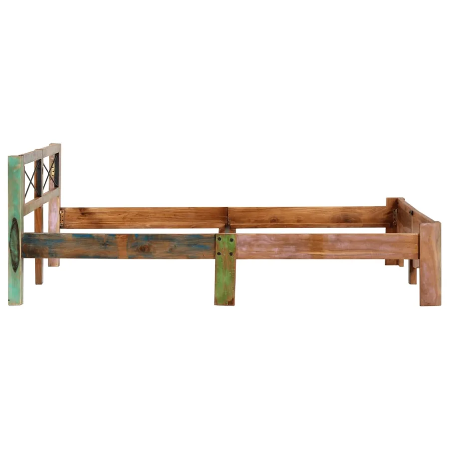 Cadre de lit bois de récupération massif 160x200 cm - 5