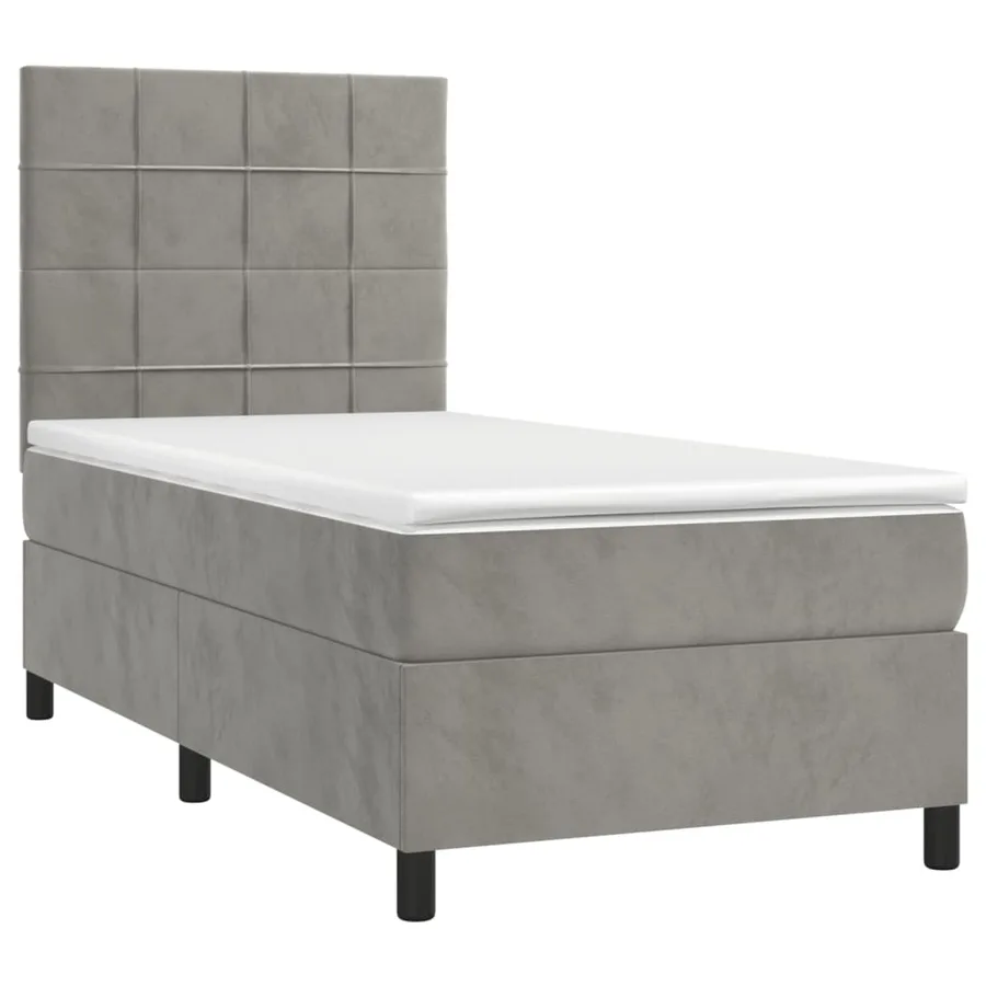 Sommier à lattes de lit et matelas Gris clair 90x190 cm Velours - 3