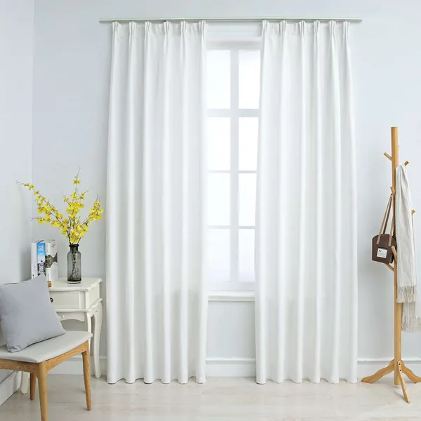Rideaux occultants avec crochets 2 pcs Blanc cassé 140x245 cm