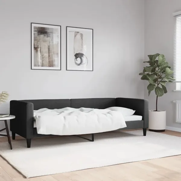 Lit de repos sans matelas noir 80x200 cm tissu