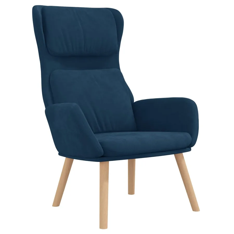 Chaise de relaxation avec tabouret Bleu Velours - 4