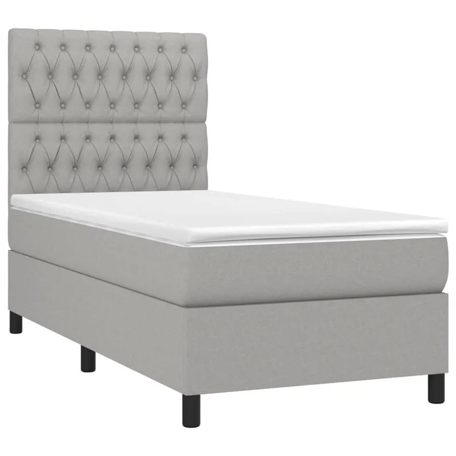 Sommier à lattes de lit avec matelas et LED Gris clair 90x190cm - 3