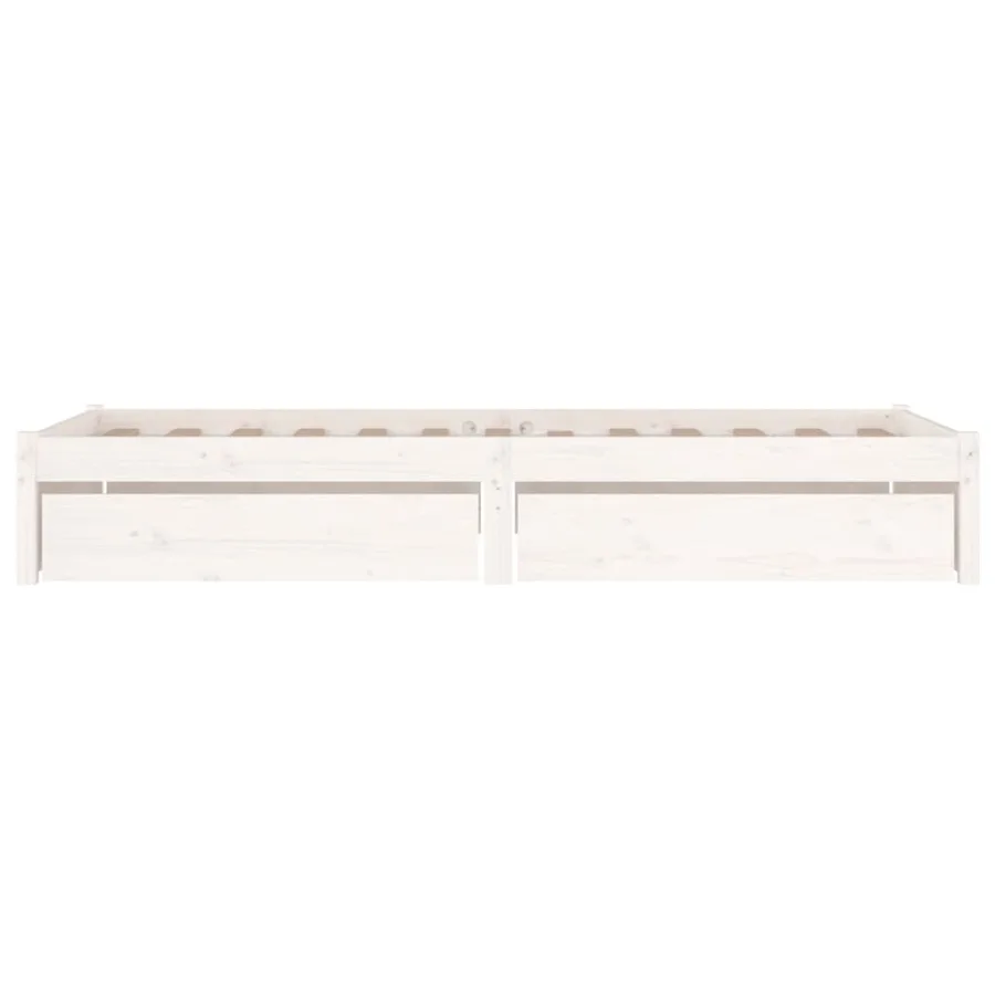 Cadre de lit sans matelas avec tiroirs blanc - 4