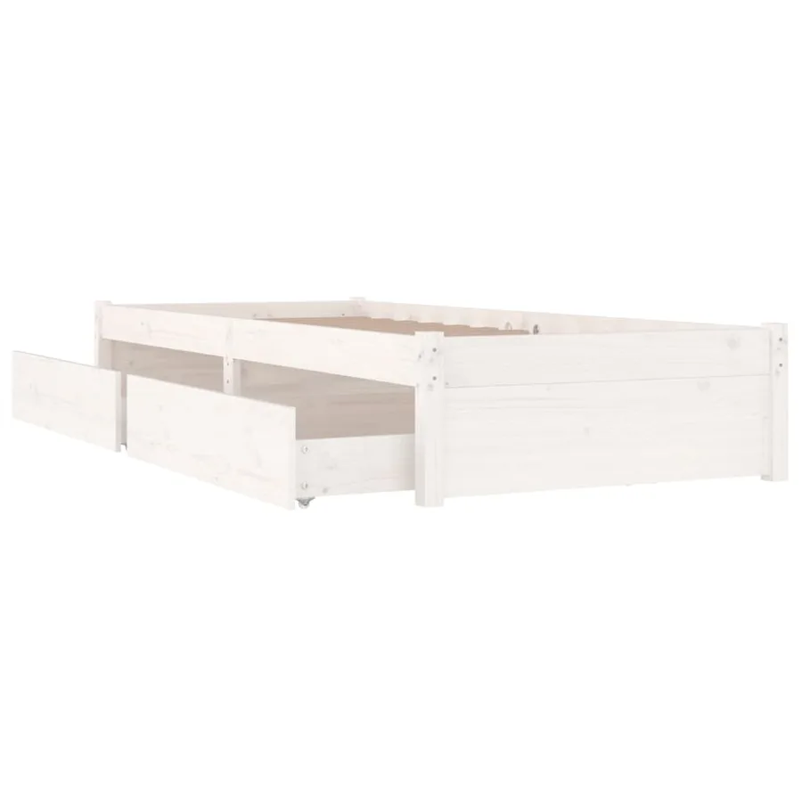 Cadre de lit sans matelas avec tiroirs blanc - 6