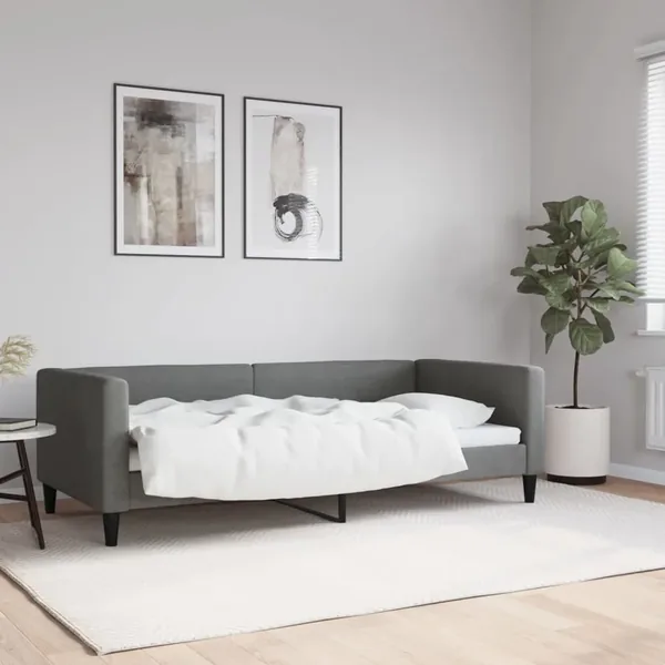 Lit de repos sans matelas gris foncé 90x190 cm tissu