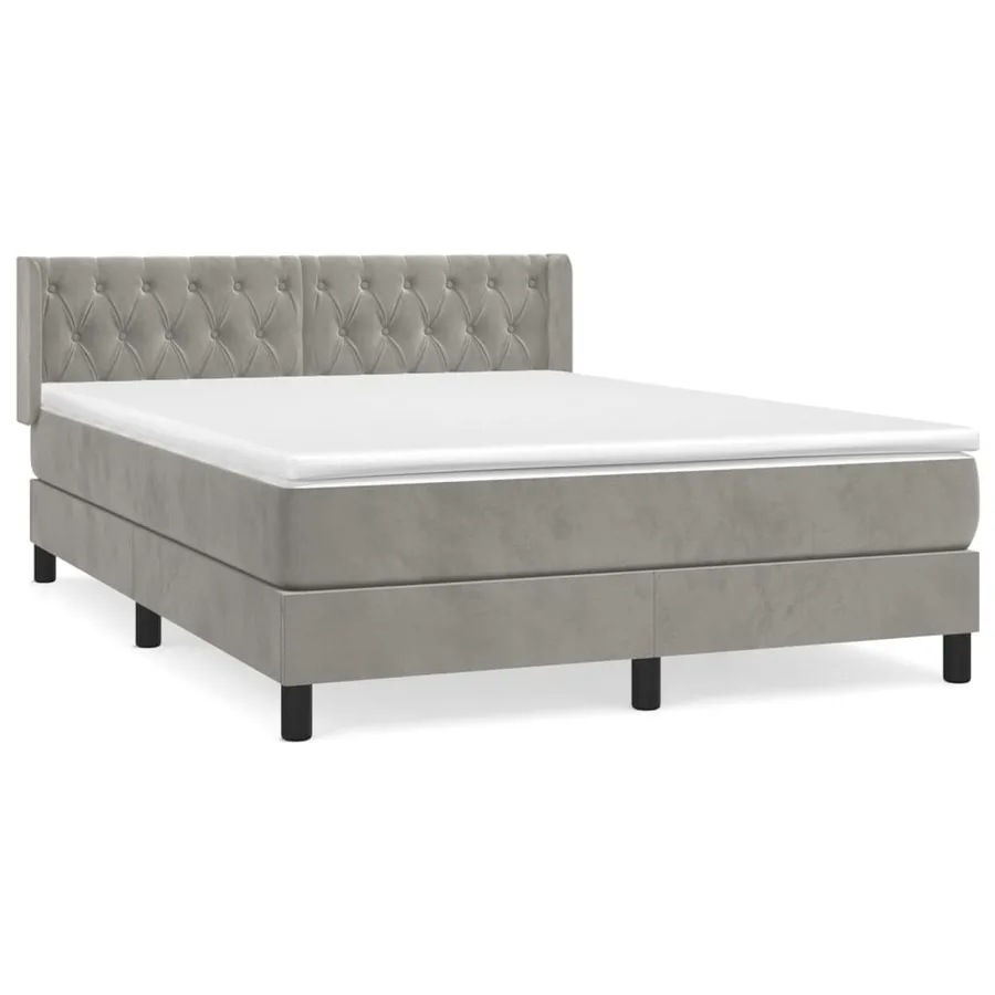 Sommier à lattes de lit et matelas Gris clair 140x190cm Velours - 2