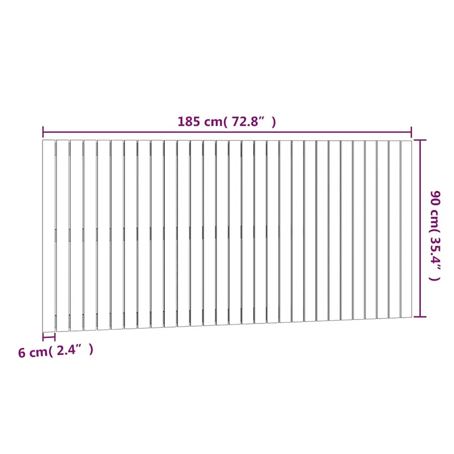 Tête de lit murale Blanc 185x3x90 cm Bois massif de pin - 8
