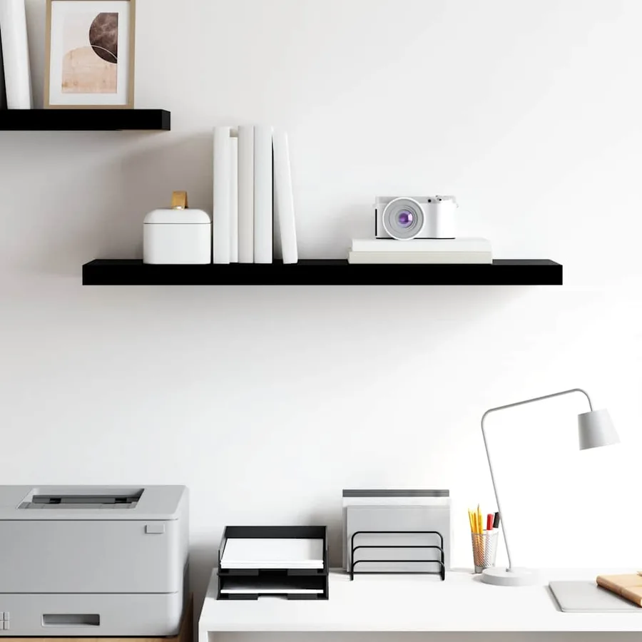 Étagère murale flottante Noir brillant 90x23,5x3,8 cm MDF - 3