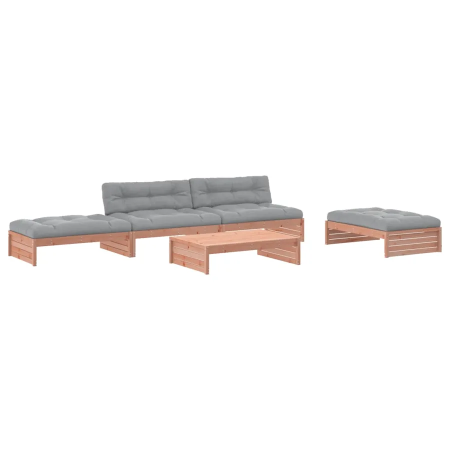 Salon de jardin 5 pcs avec coussins bois massif douglas - 2