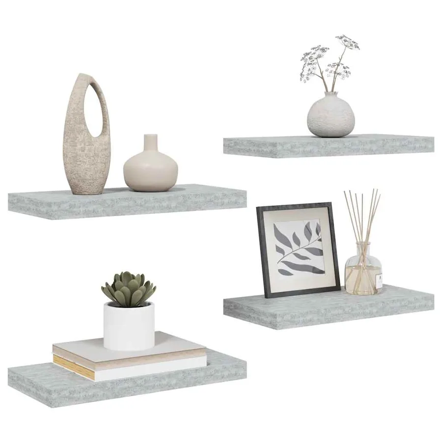 Étagères murales flottantes 4 pcs gris béton 50x23,5x3,8 cm MDF - 5