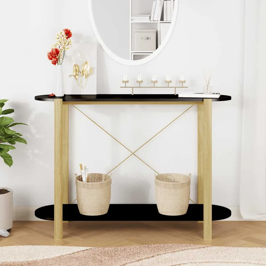Table console Noir 110x38x75 cm Bois d'ingénierie - 3