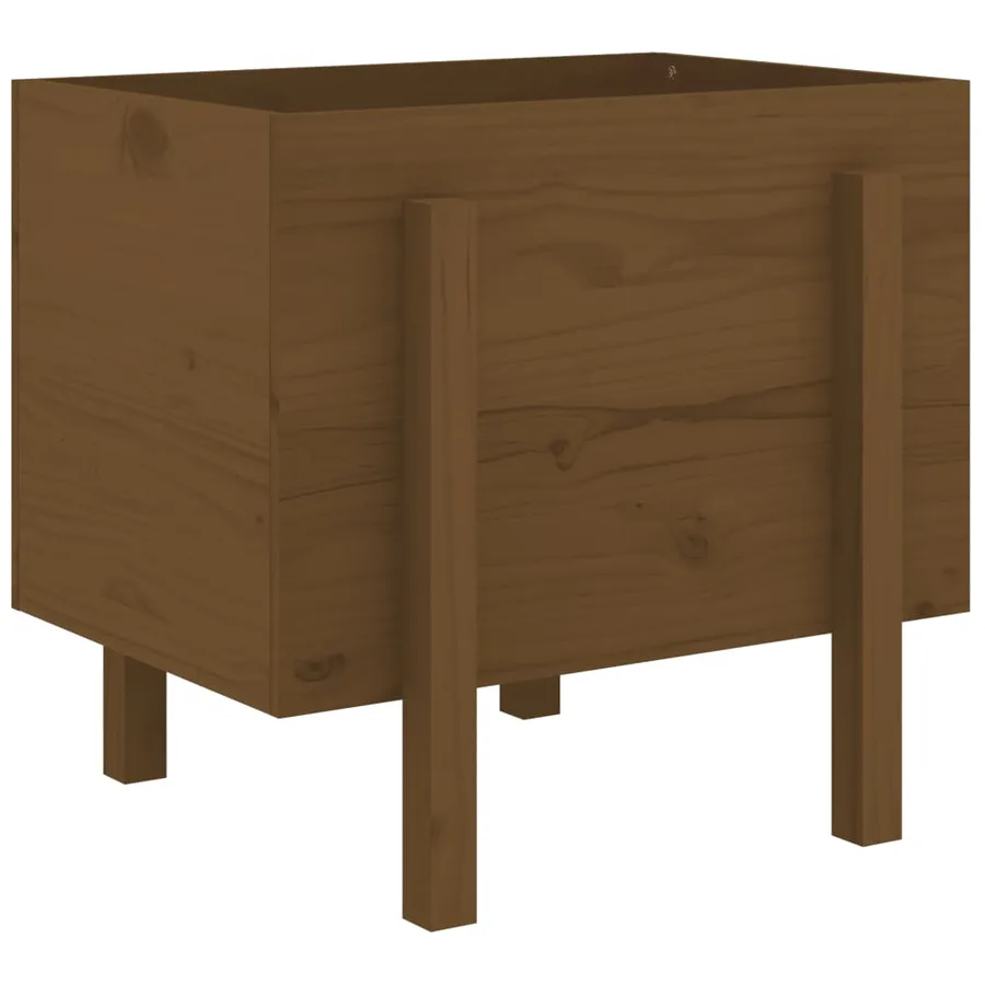 Jardinière marron miel 62x50x57 cm bois massif de pin - 6