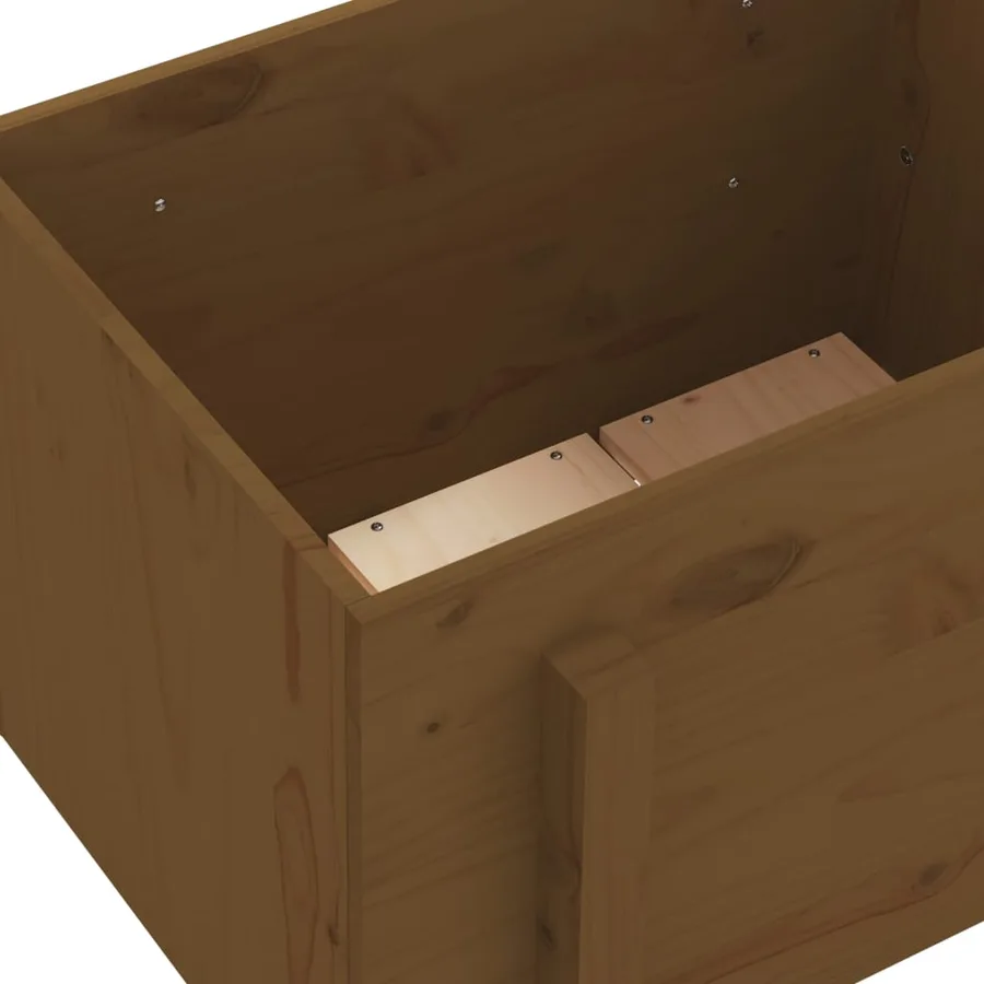 Jardinière marron miel 62x50x57 cm bois massif de pin - 7
