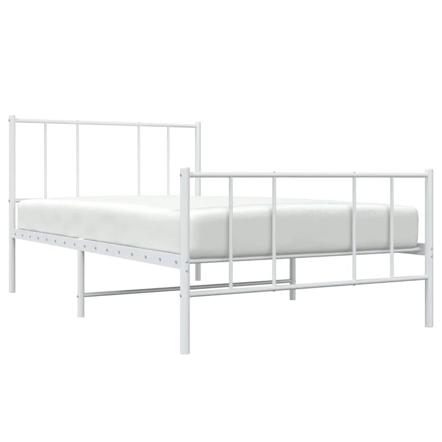 Cadre de lit métal sans matelas avec pied de lit blanc 90x190cm - 5