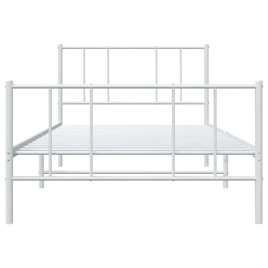 Cadre de lit métal sans matelas avec pied de lit blanc 90x190cm - 6