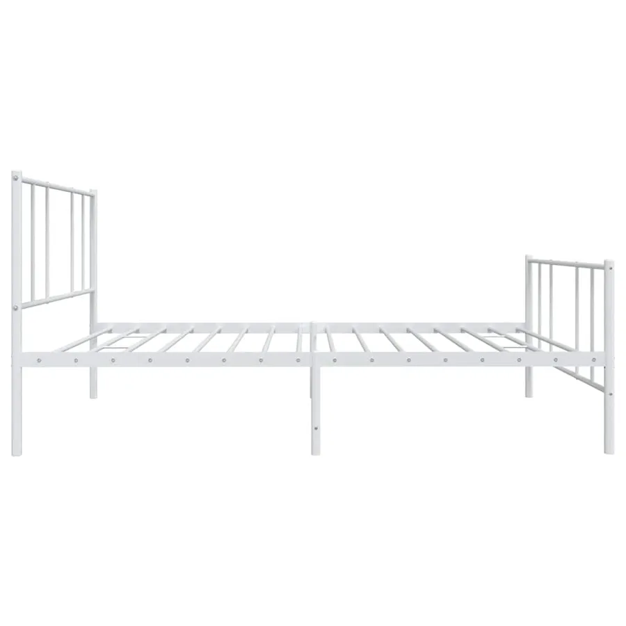 Cadre de lit métal sans matelas avec pied de lit blanc 90x190cm - 7