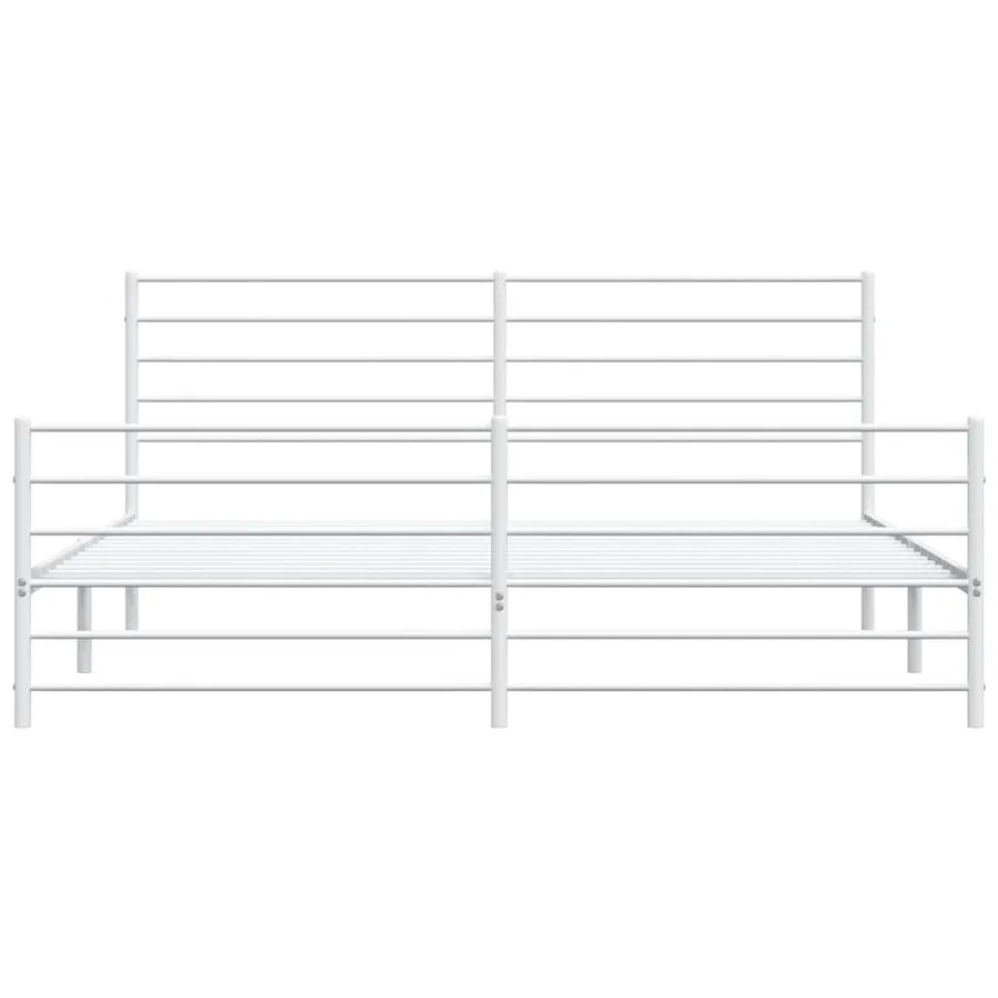 Cadre de lit métal sans matelas et pied de lit blanc 193x203 cm - 6