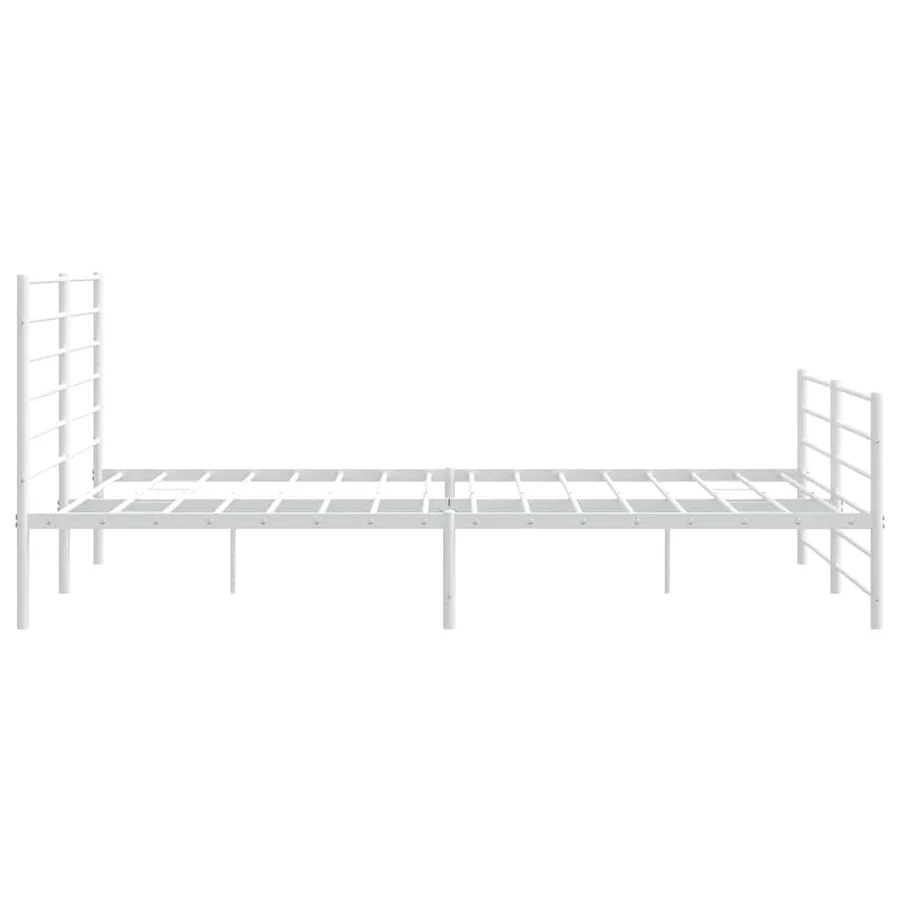 Cadre de lit métal sans matelas et pied de lit blanc 193x203 cm - 7