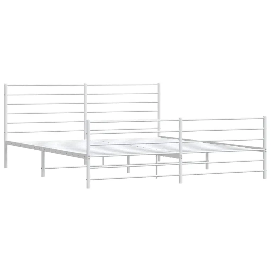 Cadre de lit métal sans matelas et pied de lit blanc 180x200 cm - 3