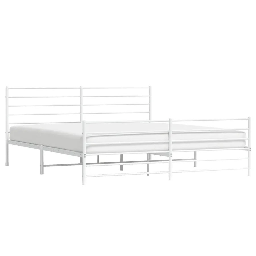 Cadre de lit métal sans matelas et pied de lit blanc 180x200 cm - 5