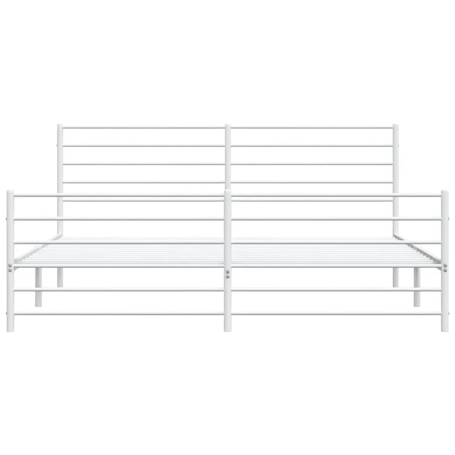 Cadre de lit métal sans matelas et pied de lit blanc 180x200 cm - 6