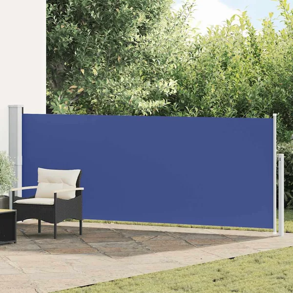 Auvent latéral rétractable de patio 140x500 cm Bleu