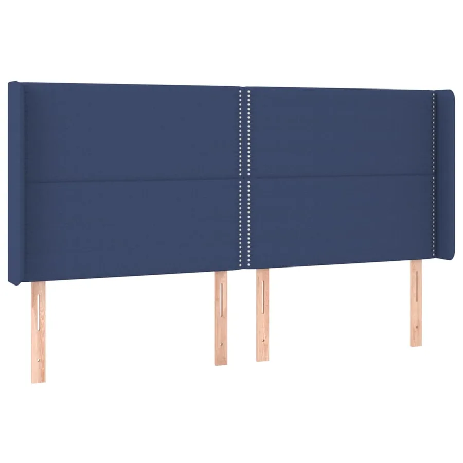 Tête de lit avec oreilles Bleu 203x16x118/128 cm Tissu - 2