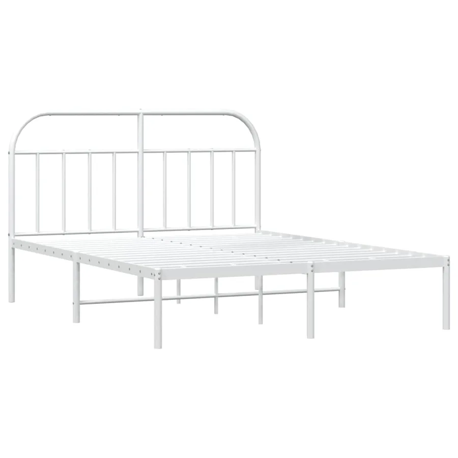 Cadre de lit métal sans matelas et tête de lit blanc 160x200 cm - 3