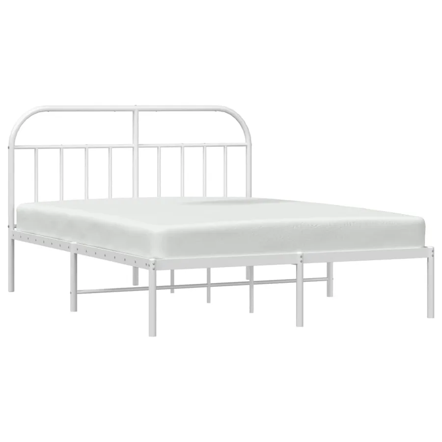 Cadre de lit métal sans matelas et tête de lit blanc 160x200 cm - 5