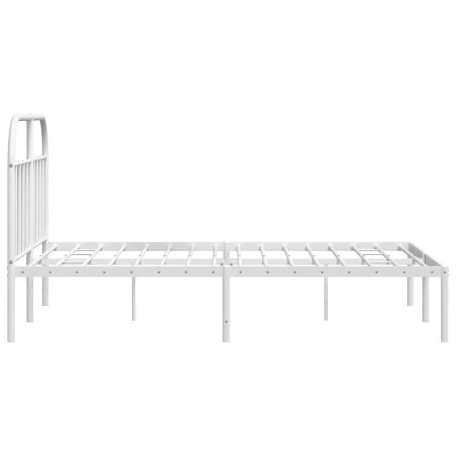 Cadre de lit métal sans matelas et tête de lit blanc 160x200 cm - 7