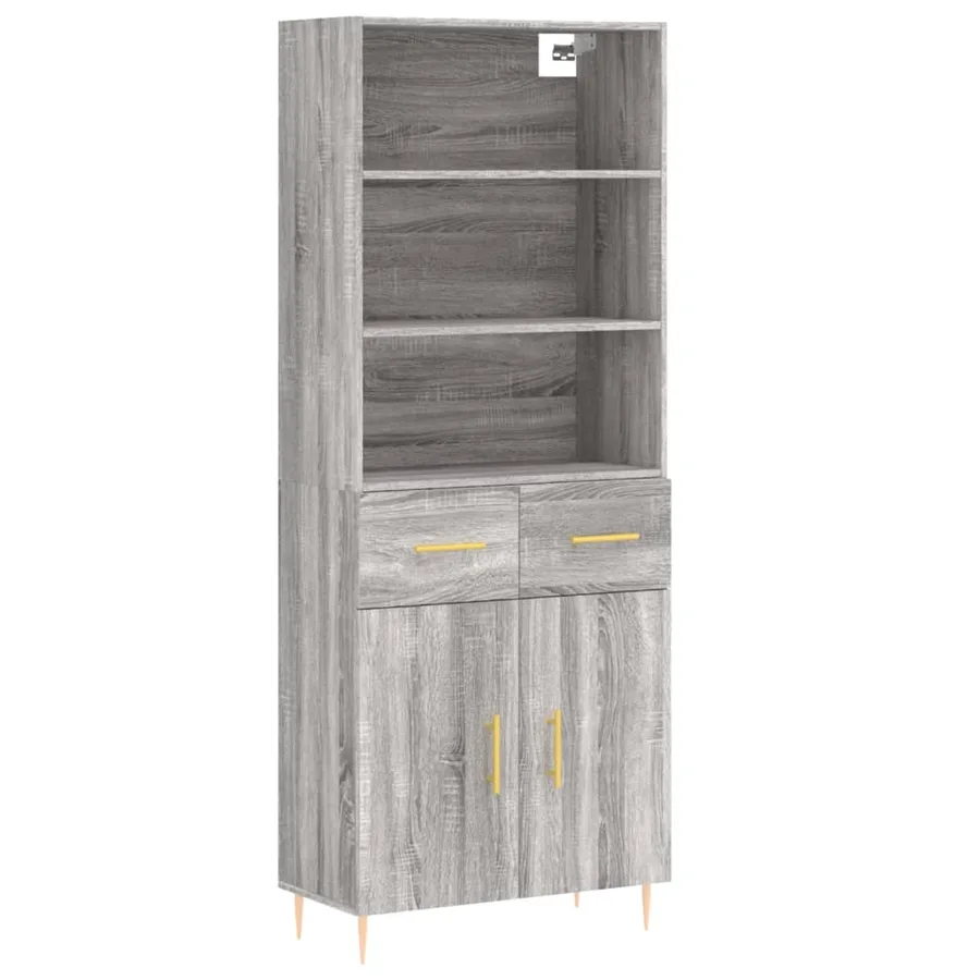 Buffet haut Sonoma gris 69,5x34x180 cm Bois d'ingénierie - 2