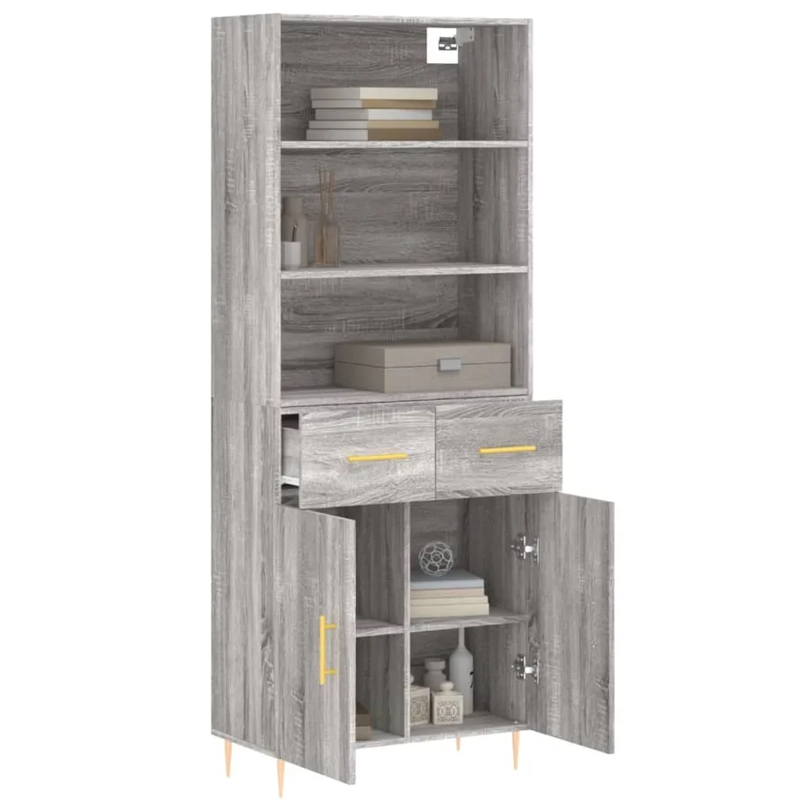 Buffet haut Sonoma gris 69,5x34x180 cm Bois d'ingénierie - 3