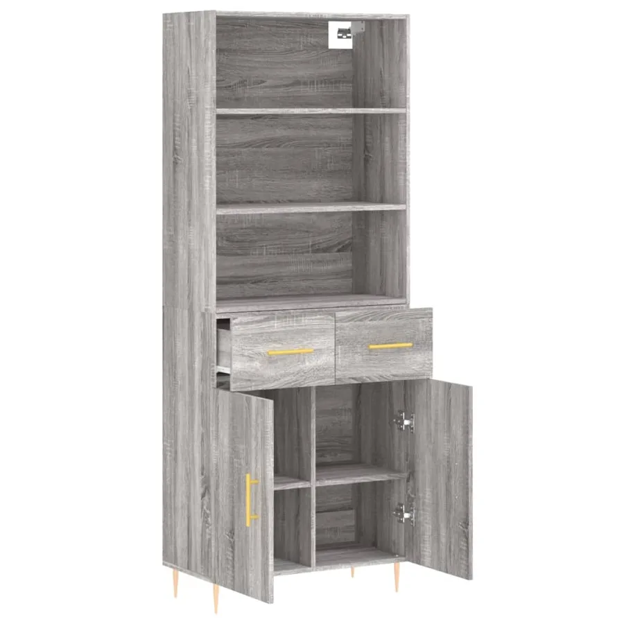 Buffet haut Sonoma gris 69,5x34x180 cm Bois d'ingénierie - 4