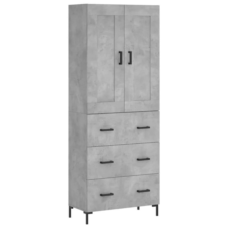 Buffet haut Gris béton 69,5x34x180 cm Bois d'ingénierie - 2