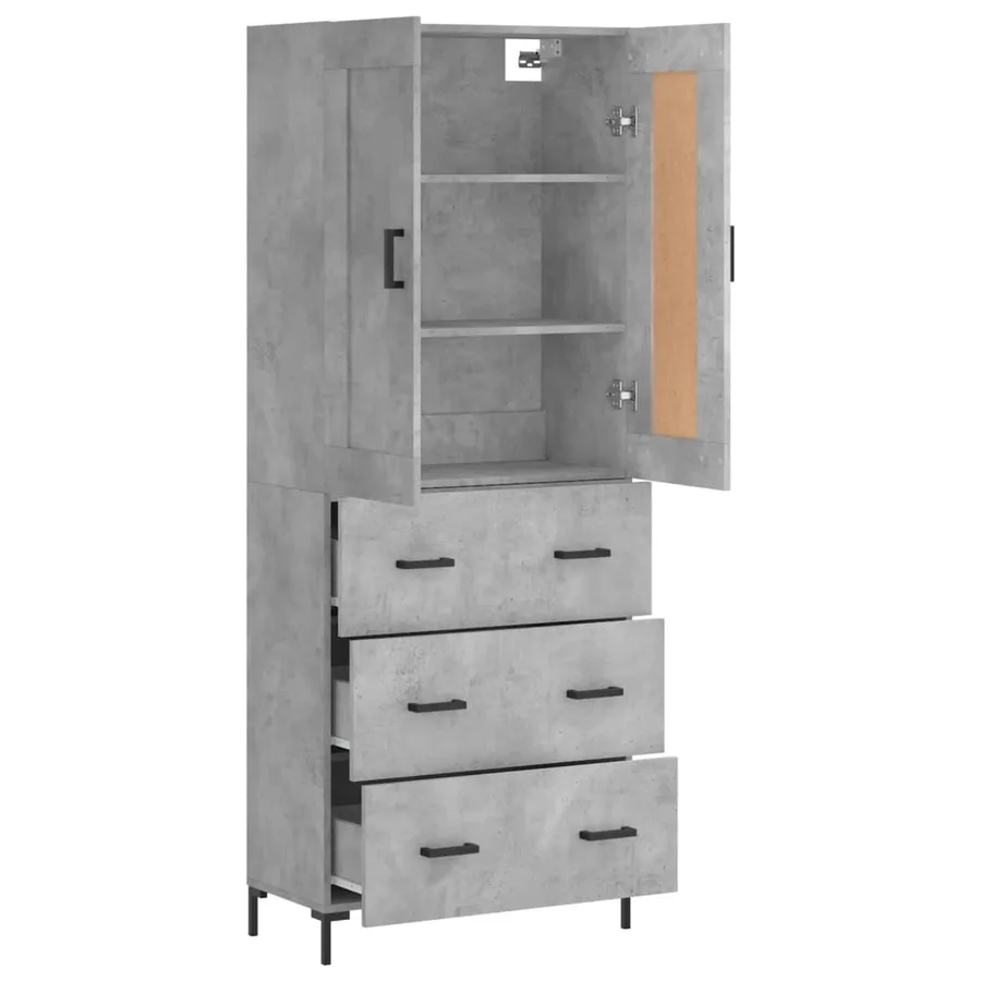 Buffet haut Gris béton 69,5x34x180 cm Bois d'ingénierie - 4