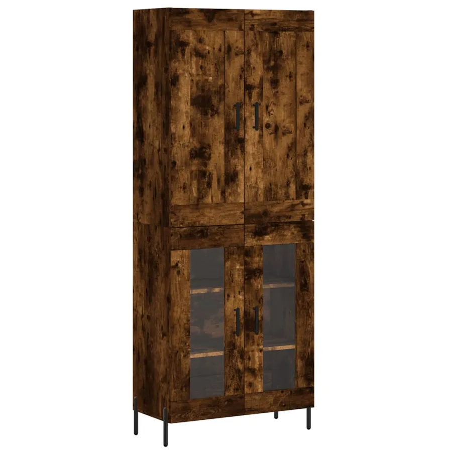 Buffet haut Chêne fumé 69,5x34x180 cm Bois d'ingénierie - 2
