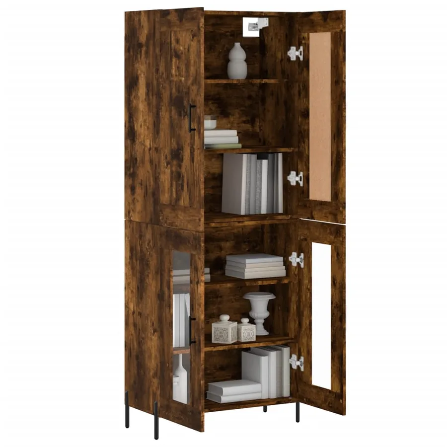 Buffet haut Chêne fumé 69,5x34x180 cm Bois d'ingénierie - 3