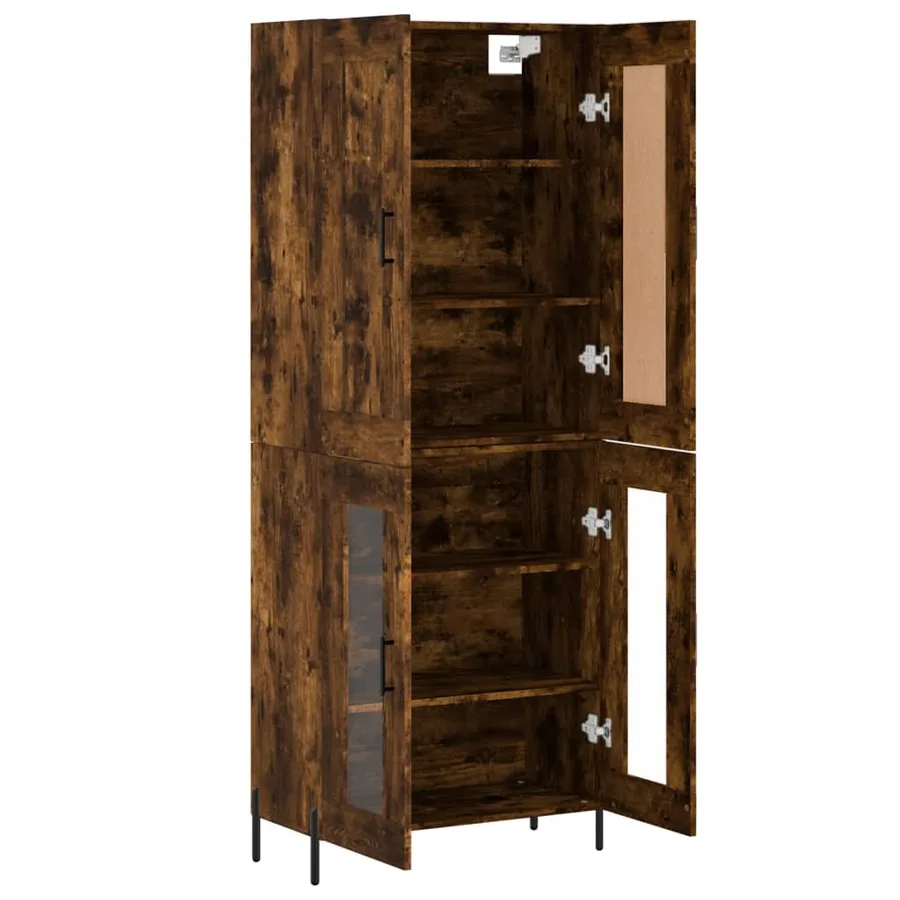 Buffet haut Chêne fumé 69,5x34x180 cm Bois d'ingénierie - 4