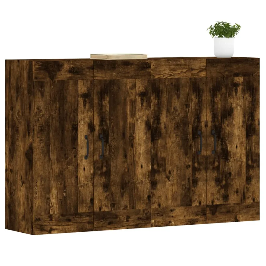 Armoires murales 2 pcs chêne fumé bois d'ingénierie - 3
