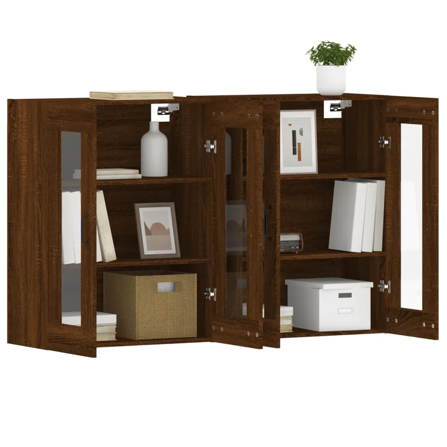 Armoires murales 2 pcs chêne marron bois d'ingénierie - 4