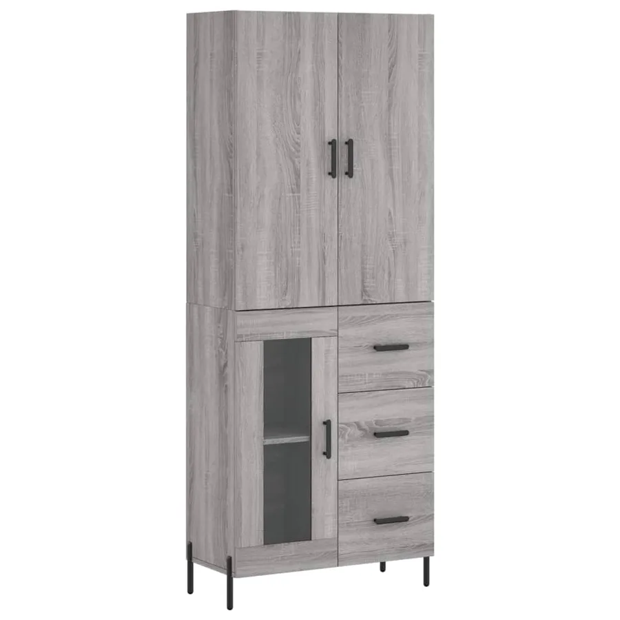 Buffet haut Sonoma gris 69,5x34x180 cm Bois d'ingénierie - 2