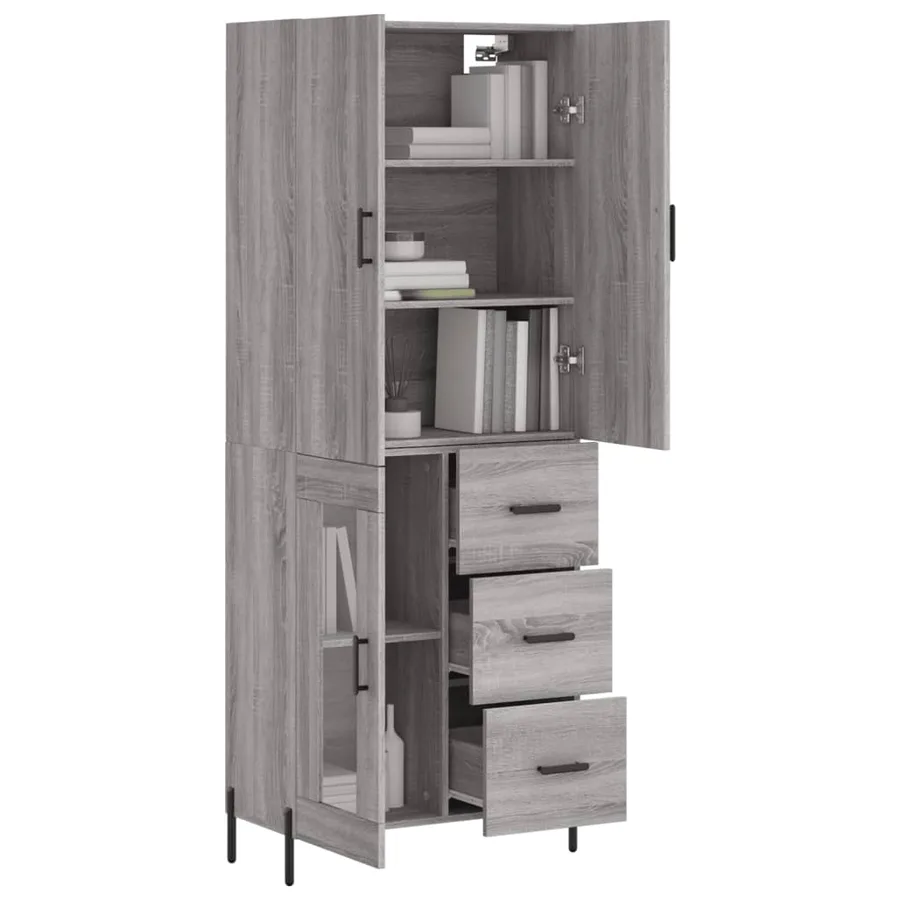 Buffet haut Sonoma gris 69,5x34x180 cm Bois d'ingénierie - 3