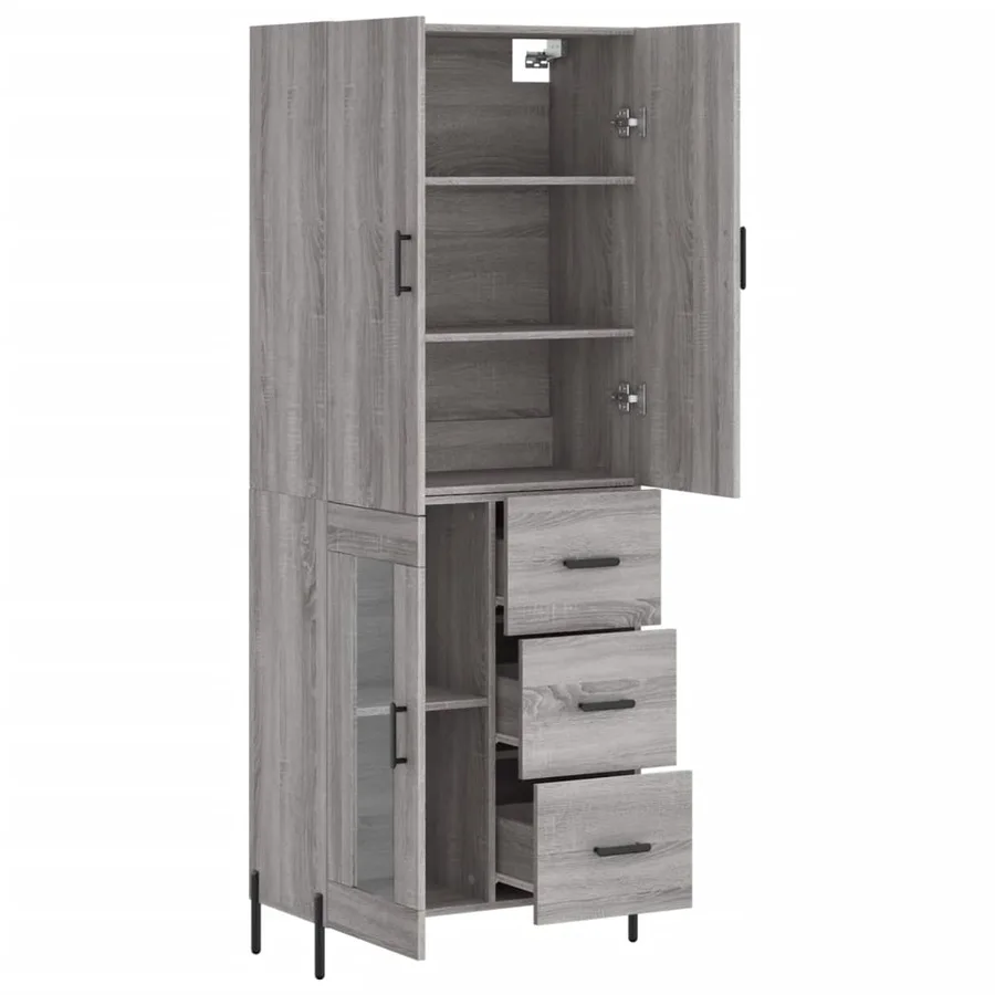 Buffet haut Sonoma gris 69,5x34x180 cm Bois d'ingénierie - 4