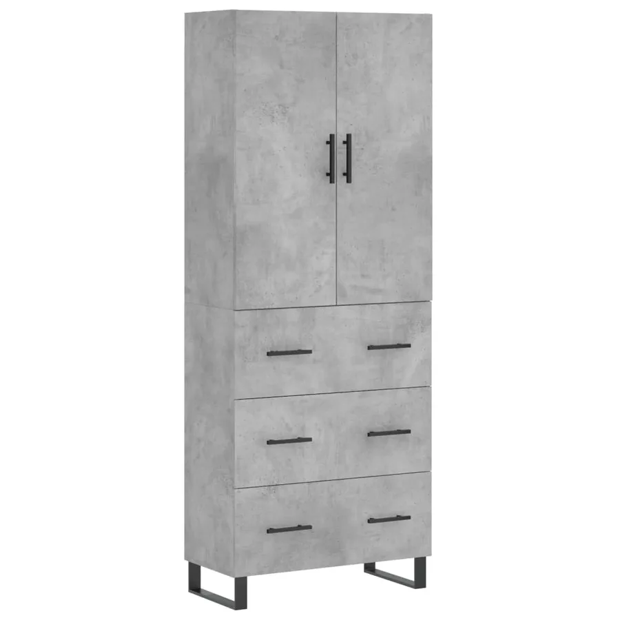 Buffet haut Gris béton 69,5x34x180 cm Bois d'ingénierie - 2