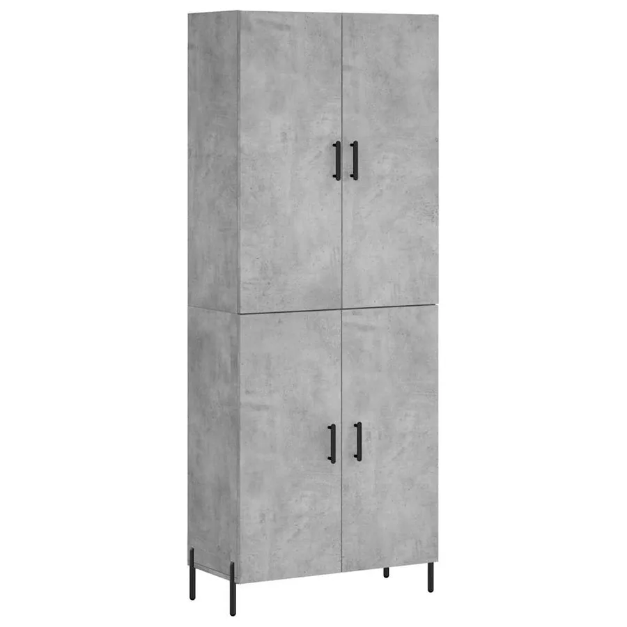 Buffet haut Gris béton 69,5x34x180 cm Bois d'ingénierie - 2