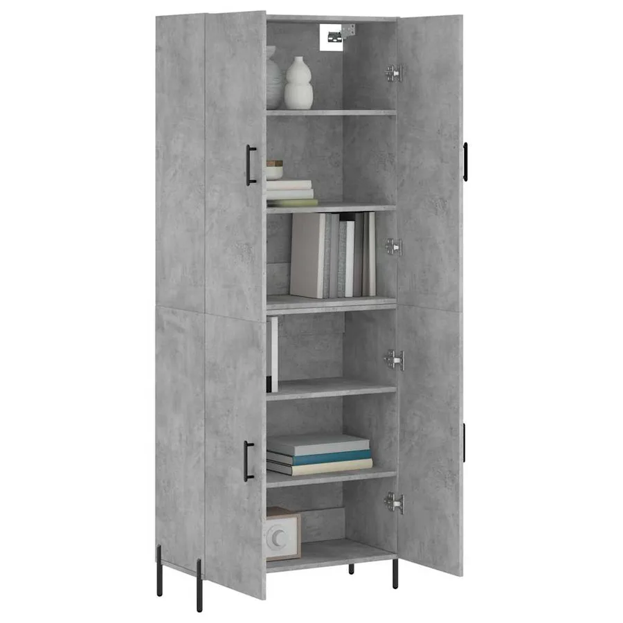 Buffet haut Gris béton 69,5x34x180 cm Bois d'ingénierie - 3