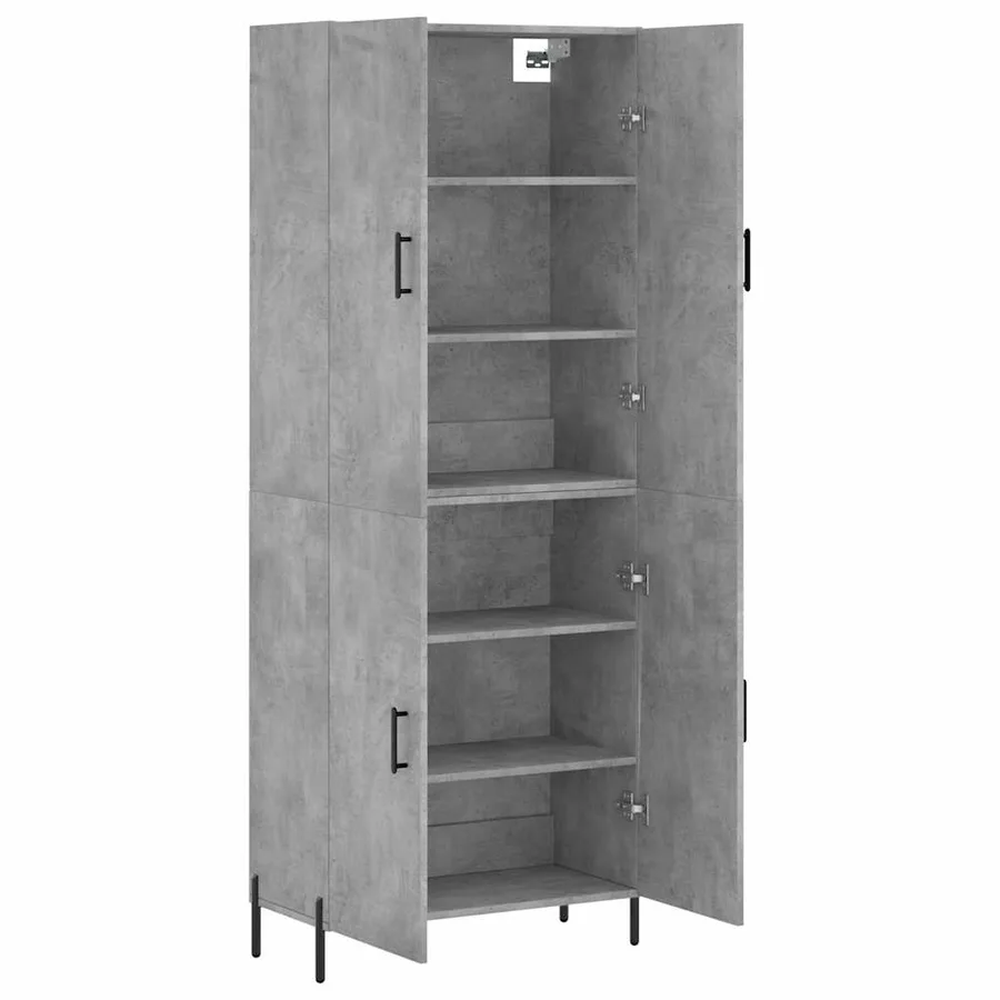 Buffet haut Gris béton 69,5x34x180 cm Bois d'ingénierie - 4