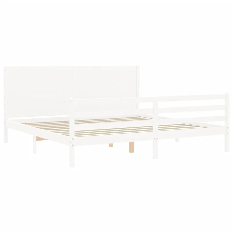 Cadre de lit sans matelas blanc 200x200 cm bois massif - 5